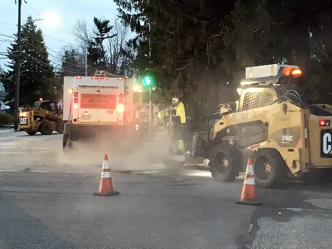 construction workers fixing the road