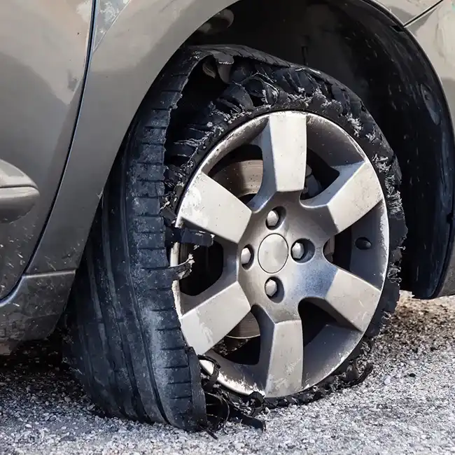 image of a blown tire