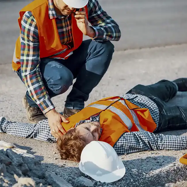 man calling for help after a construction accident