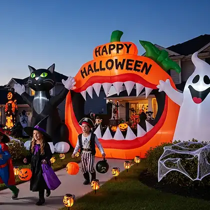 properly placed and secured inflatable decorations