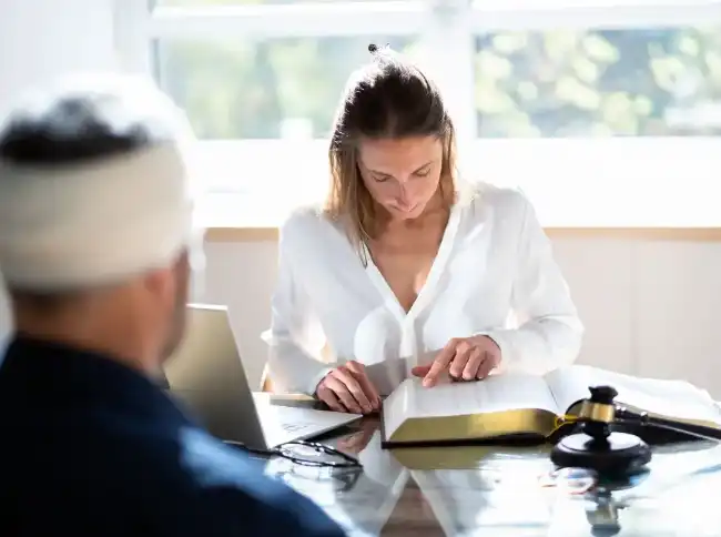 Car accident victim discussing case with lawyer