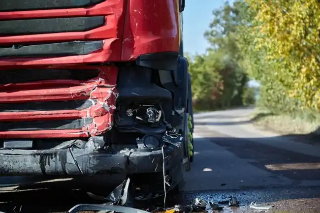 Damaged truck front end after a Berkeley accident scene