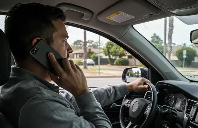 Driver talking on the phone while driving increases the risk of car accidents