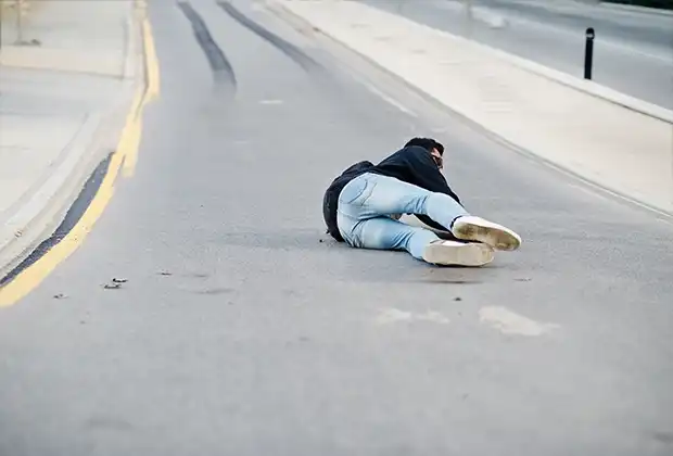 Hit-and-Run accident victim on the ground