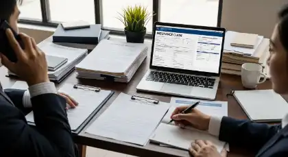 Lawyers reviewing an insurance claim for a parking lot accident