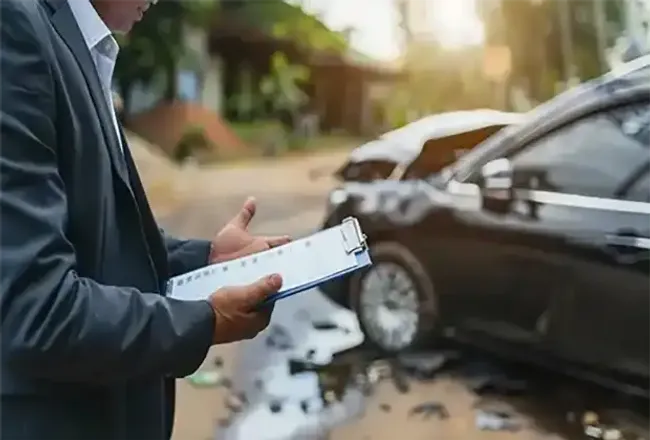 Man collecting information of a car accident in Chula Vista