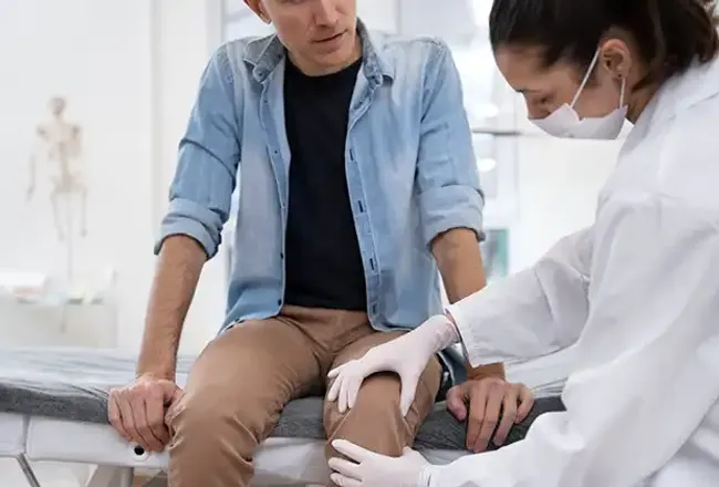 Man getting medical checkup after slip and fall in Modesto