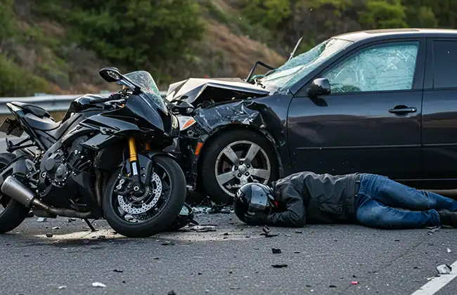 Motorcycle rider injured in a collision with a car in Buena Park