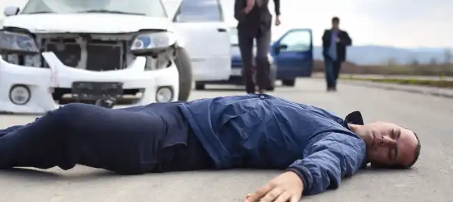 Pedestrian accident victim in Santa Cruz lying on the ground