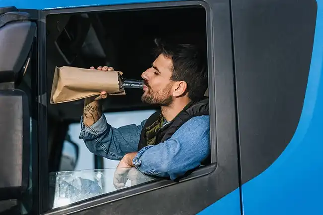 Truck accident risk with driver drinking while driving in Bellflower