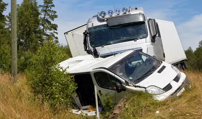 Truck accident scene in Victorville