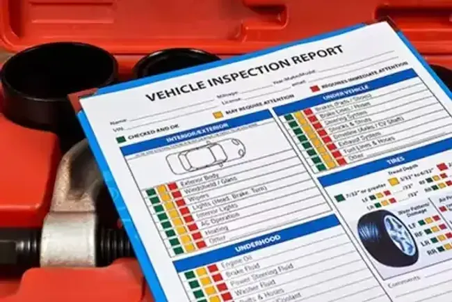 Vehicle inspection report document related to Lyft accident safety and driver requirements