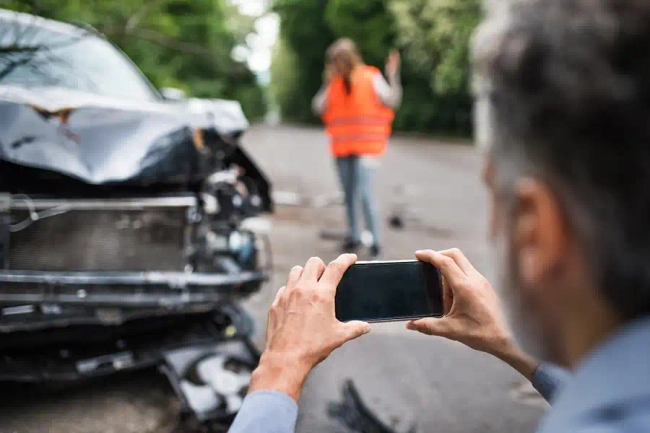 A man documenting a car accident happened in Visalia