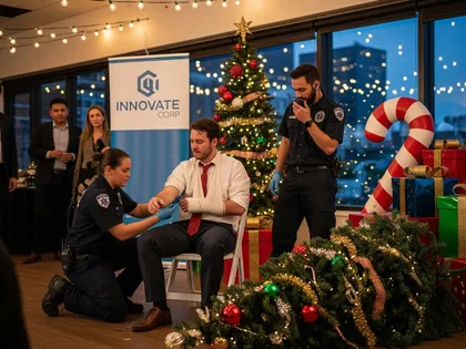 A medical responder treated the injured man at a holiday party