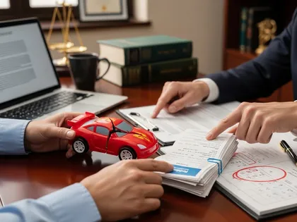A parent holding a defective toy is consulting a lawyer