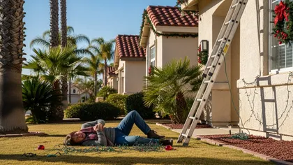 A woman got electrocuted and fell while decorating a Christmas light