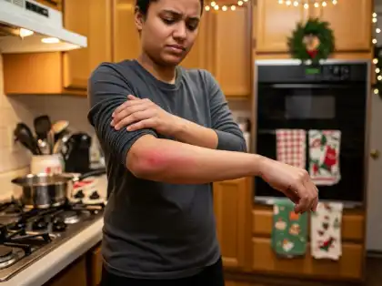 Holiday cooking burn injury caused by fire-related accident