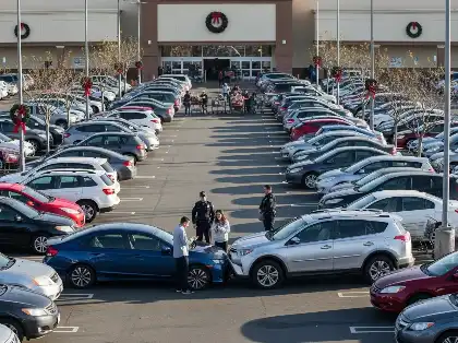 Holiday parking lot vehicle collision increasing personal injury risk