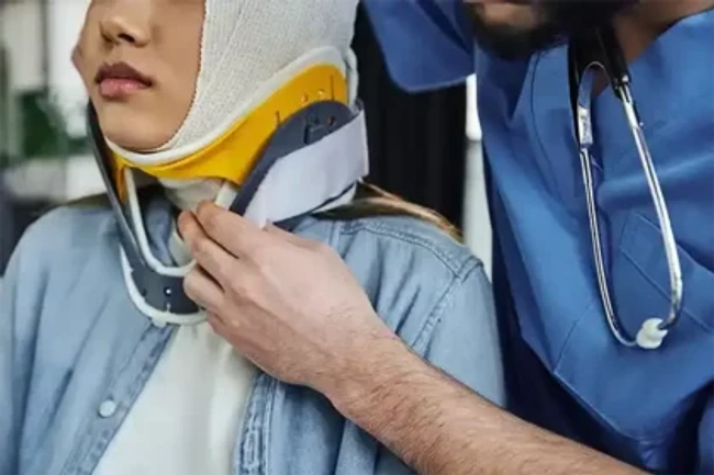 Injured victim receives a medical care after an accident in San Joaquin County