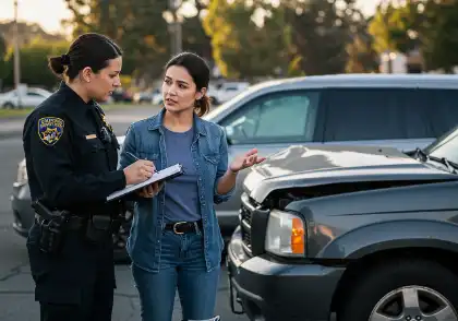 Police documenting a vehicle collision for a personal injury investigation