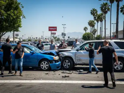 Shared fault parking lot crash involving multiple vehicles and injury liability issues