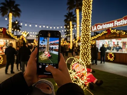 Taking photos of Christmas decor scattered for evidence, causing injuries