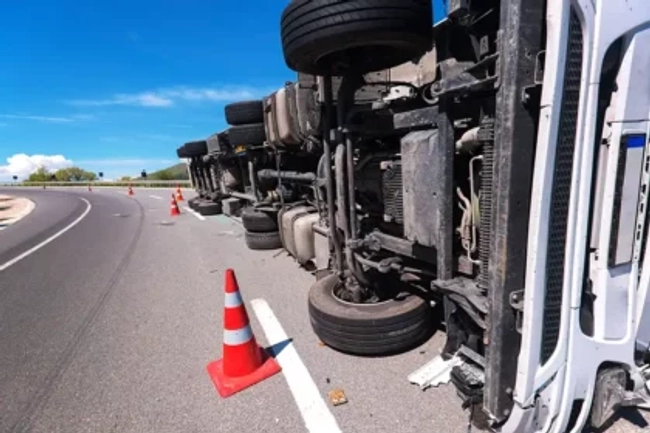 Truck accident that flipped the vehicle in Yolo County