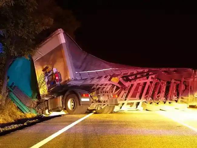 Truck rollover from an accident