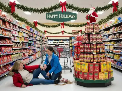 Woman injured in a holiday supermarket slip-and-fall accident