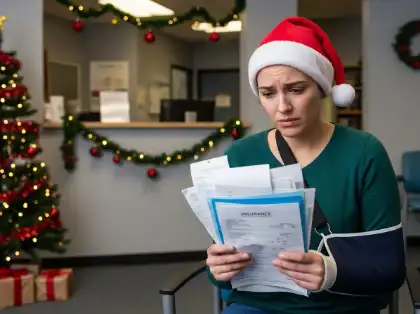 Car accident victim facing medical bills and financial stress after holiday pileup