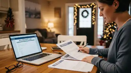 Holiday car accident claimant reviewing insurance paperwork and claim delays