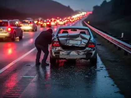 Holiday car accident involving uninsured motorist on congested freeway