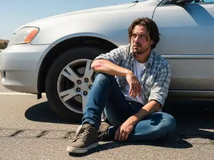 Injured driver experiencing common personal injuries after a holiday car accident