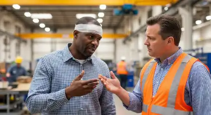 Injured employee discussing return-to-work rights after a workplace injury