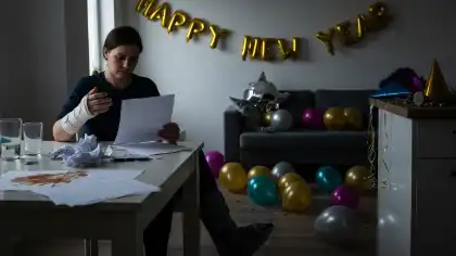 Injured partygoer reviewing bills after a New Year’s Eve accident