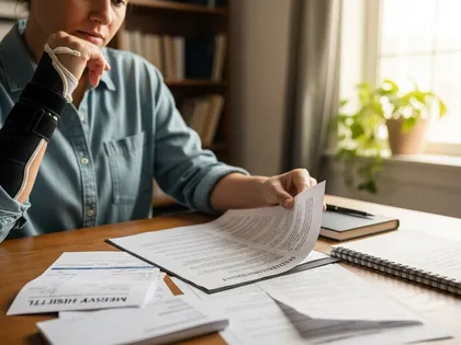 Injured truck accident victim reviewing legal documents for early personal injury claim