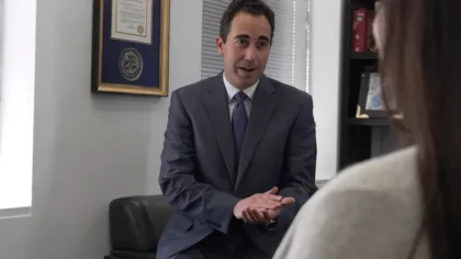 Personal injury attorney offering legal guidance to a client