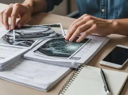 Personal injury lawyer reviewing accident evidence for an insurance settlement dispute