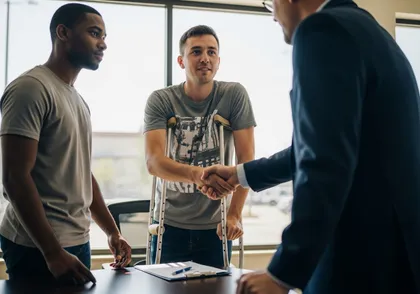 Slip and fall injury victim consulting a personal injury lawyer