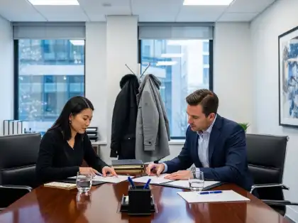 Slip and fall lawyer discussing contingency fee agreement