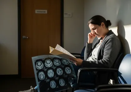 Uber accident victim reviewing medical records related to injury severity and treatment