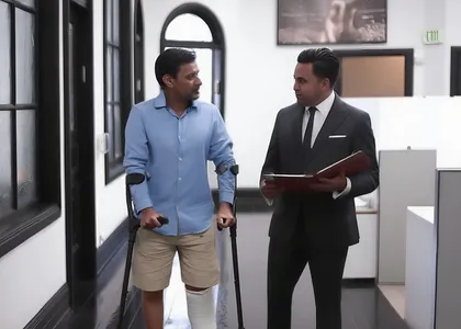 Work injury victim consulting attorney about workers’ compensation claim