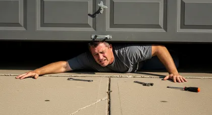 A man injured after a garage door falls and causes serious injuries