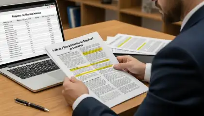 Abogado que revisa las políticas de seguridad de los camiones y el registro de mantenimiento de los vehículos