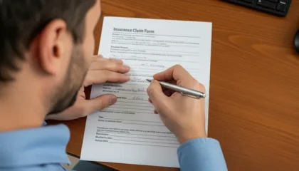 Driver completing an insurance claim after an open car door accident