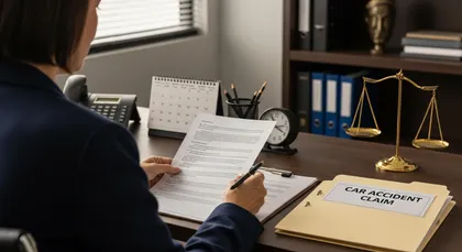 Insurance adjuster reviewing a California car accident claim to determine fault