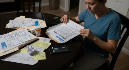 Mujeres que leen documentos sobre reclamación por accidente laboral