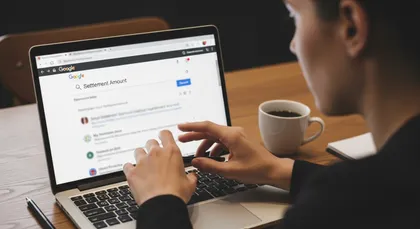 Person searching online for settlement amount privacy information