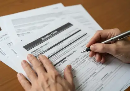 Persona que rellena los formularios de solicitud de Incapacidad de la Seguridad Social durante el cierre del gobierno