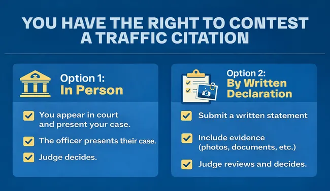 Traffic ticket contest options infographic